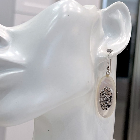 Mother Of Pearl Sterling Silver Dangle Earrings - Picture 6 of 10